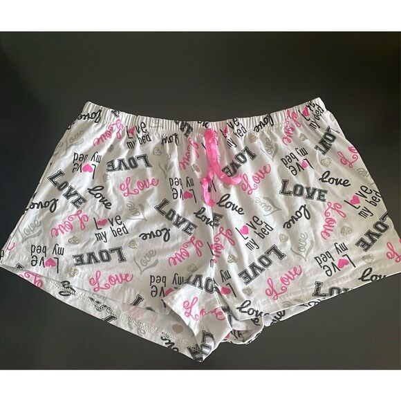 Pj pajama bottom shorts colorful pink love my bed glitter heart size XL - Picture 1 of 10
